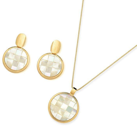 Conjunto Brilhato Pedras Naturais Brasileiras — Folheado a Ouro