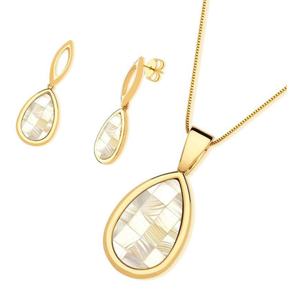 Conjunto Brilhato Pedras Naturais Brasileiras — Folheado a Ouro