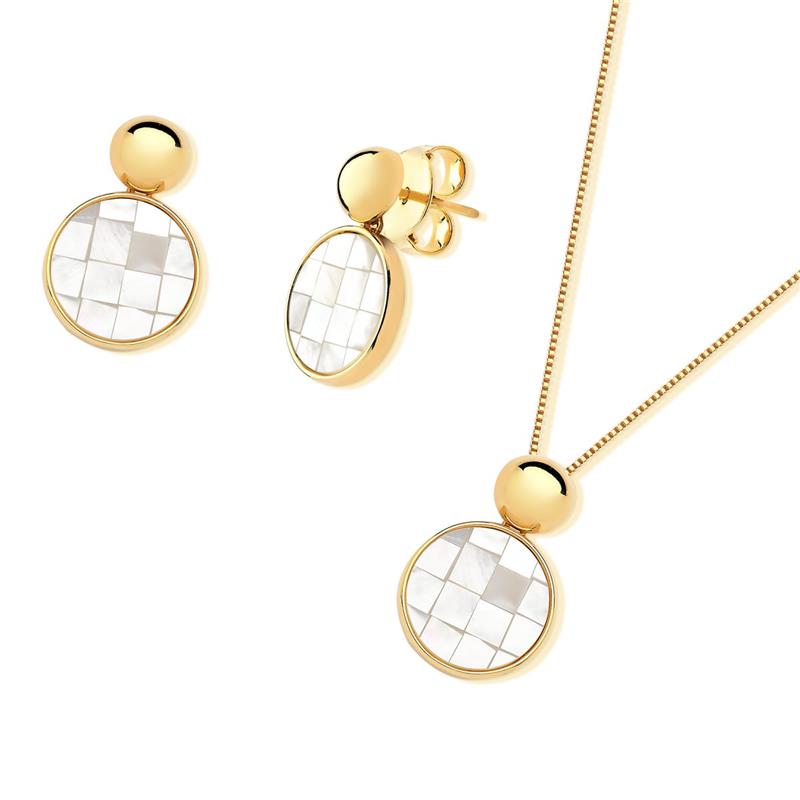 Conjunto Brilhato Pedras Naturais Brasileiras — Folheado a Ouro