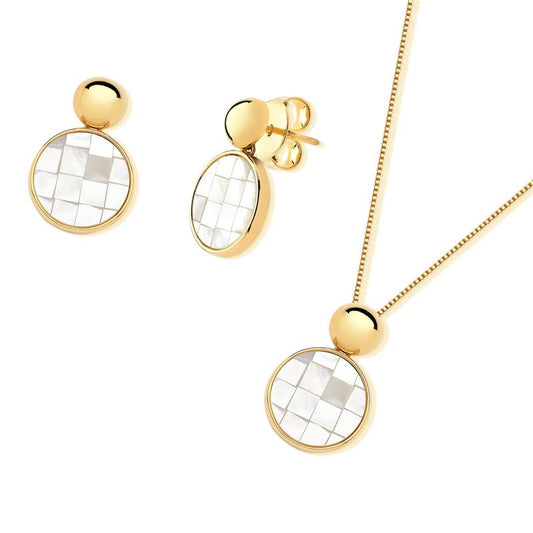 Conjunto Brilhato Pedras Naturais Brasileiras — Folheado a Ouro