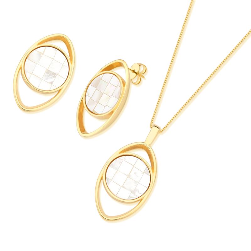 Conjunto Brilhato Pedras Naturais Brasileiras — Folheado a Ouro