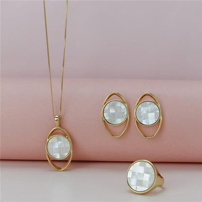 Conjunto Brilhato Pedras Naturais Brasileiras — Folheado a Ouro