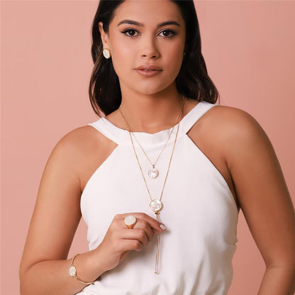 Conjunto Possebon Folheado a Ouro - Pedra Natural