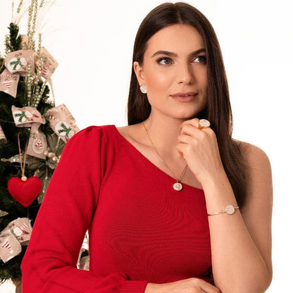 Conjunto Possebon Folheado a Ouro - Pedra Natural