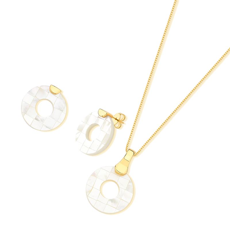 Conjunto Brilhato Pedras Naturais Brasileiras — Folheado a Ouro