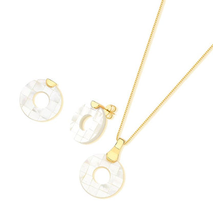 Conjunto Brilhato Pedras Naturais Brasileiras — Folheado a Ouro