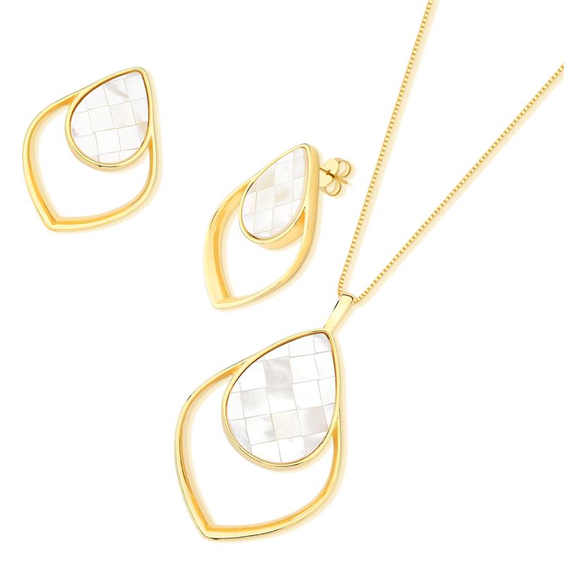 Conjunto Brilhato Pedras Naturais Brasileiras — Folheado a Ouro