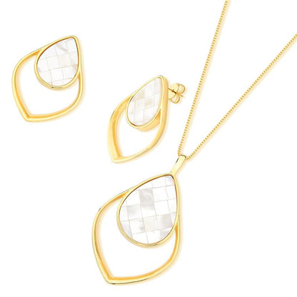 Conjunto Brilhato Pedras Naturais Brasileiras — Folheado a Ouro