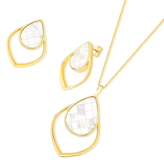 Conjunto Brilhato Pedras Naturais Brasileiras — Folheado a Ouro