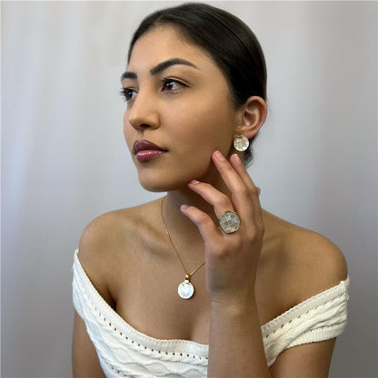 Conjunto Brilhato Pedras Naturais Brasileiras — Folheado a Ouro