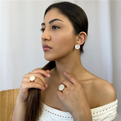 Conjunto Brilhato Pedras Naturais Brasileiras — Folheado a Ouro