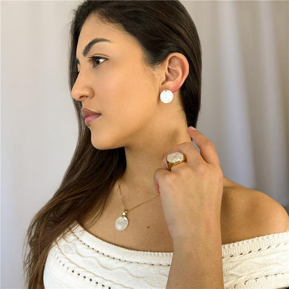 Conjunto Brilhato Pedras Naturais Brasileiras — Folheado a Ouro