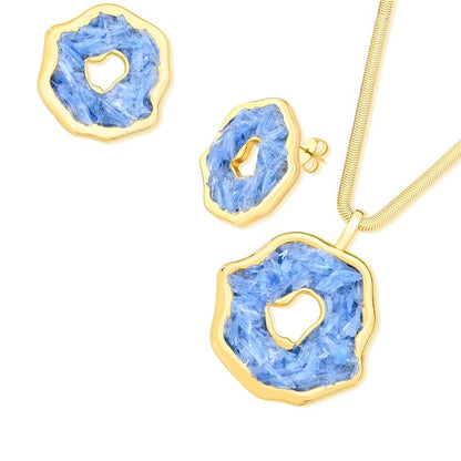 Conjunto Brilhato Pedras Naturais Brasileiras — Folheado a Ouro
