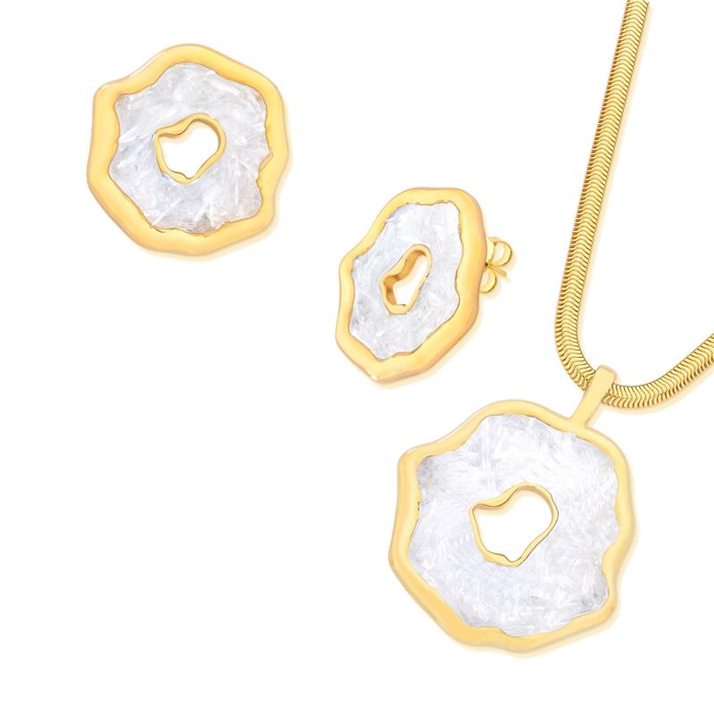 Conjunto Brilhato Pedras Naturais Brasileiras — Folheado a Ouro