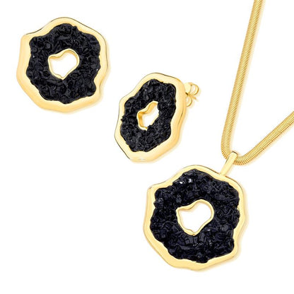 Conjunto Brilhato Pedras Naturais Brasileiras — Folheado a Ouro