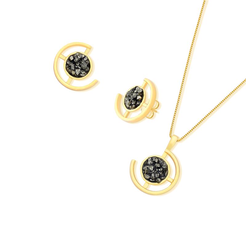 CONJUNTO FOLHEADO A OURO