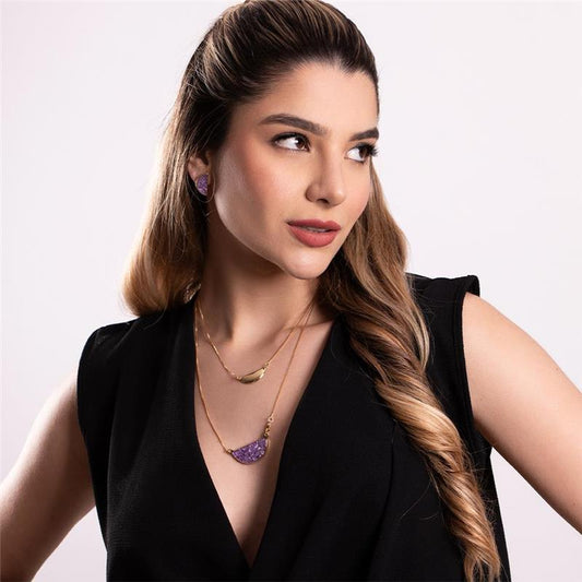 Conjunto Brilhato Pedras Naturais Brasileiras — Folheado a Ouro