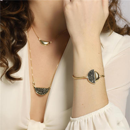 Conjunto Brilhato Pedras Naturais Brasileiras — Folheado a Ouro