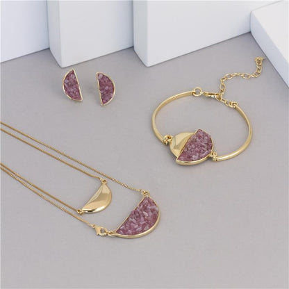 Conjunto Brilhato Pedras Naturais Brasileiras — Folheado a Ouro