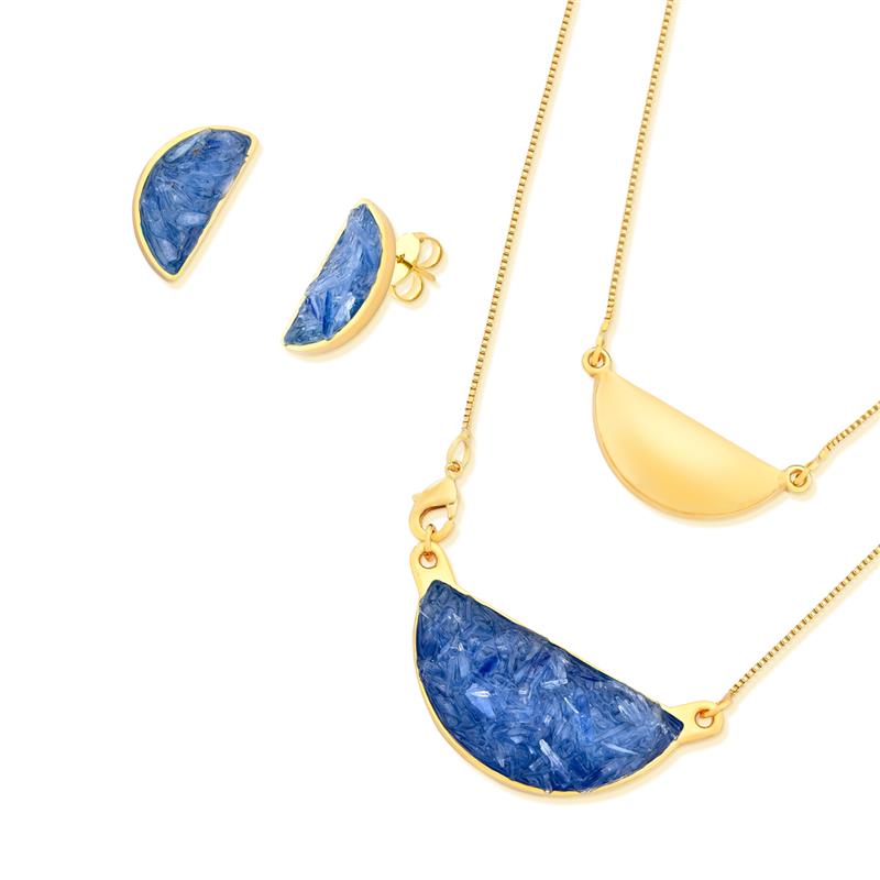 CONJUNTO FOLHEADO A OURO