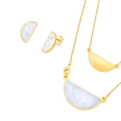Conjunto Brilhato Pedras Naturais Brasileiras — Folheado a Ouro