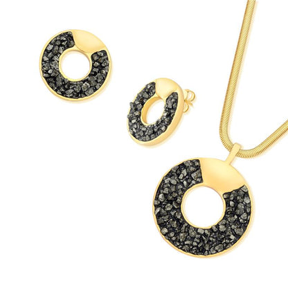 Conjunto Brilhato Pedras Naturais Brasileiras — Folheado a Ouro