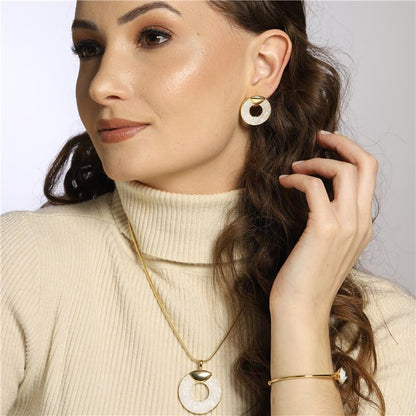 Conjunto Brilhato Pedras Naturais Brasileiras — Folheado a Ouro