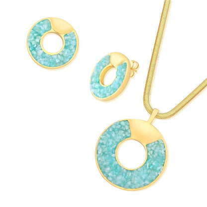 Conjunto Brilhato Pedras Naturais Brasileiras — Folheado a Ouro