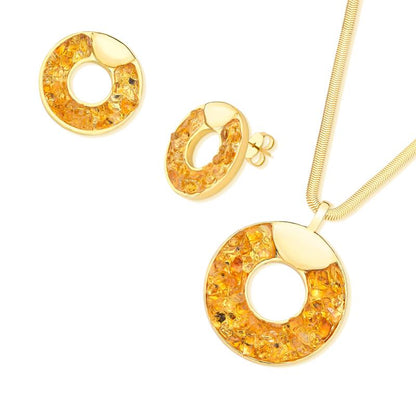Conjunto Brilhato Pedras Naturais Brasileiras — Folheado a Ouro