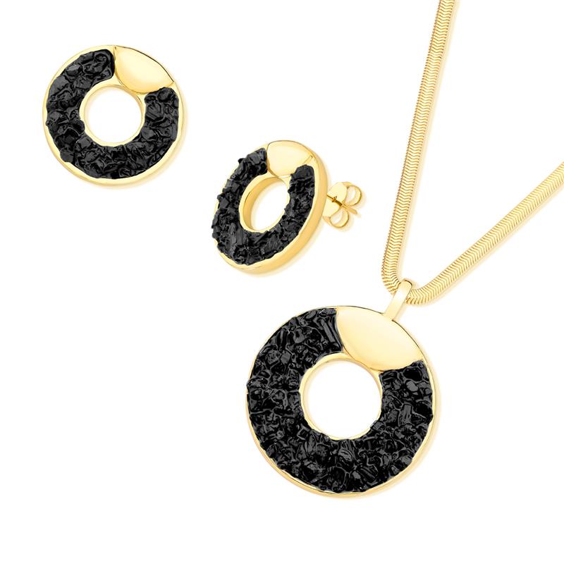 Conjunto Brilhato Pedras Naturais Brasileiras — Folheado a Ouro