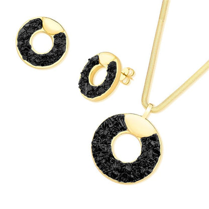 Conjunto Brilhato Pedras Naturais Brasileiras — Folheado a Ouro