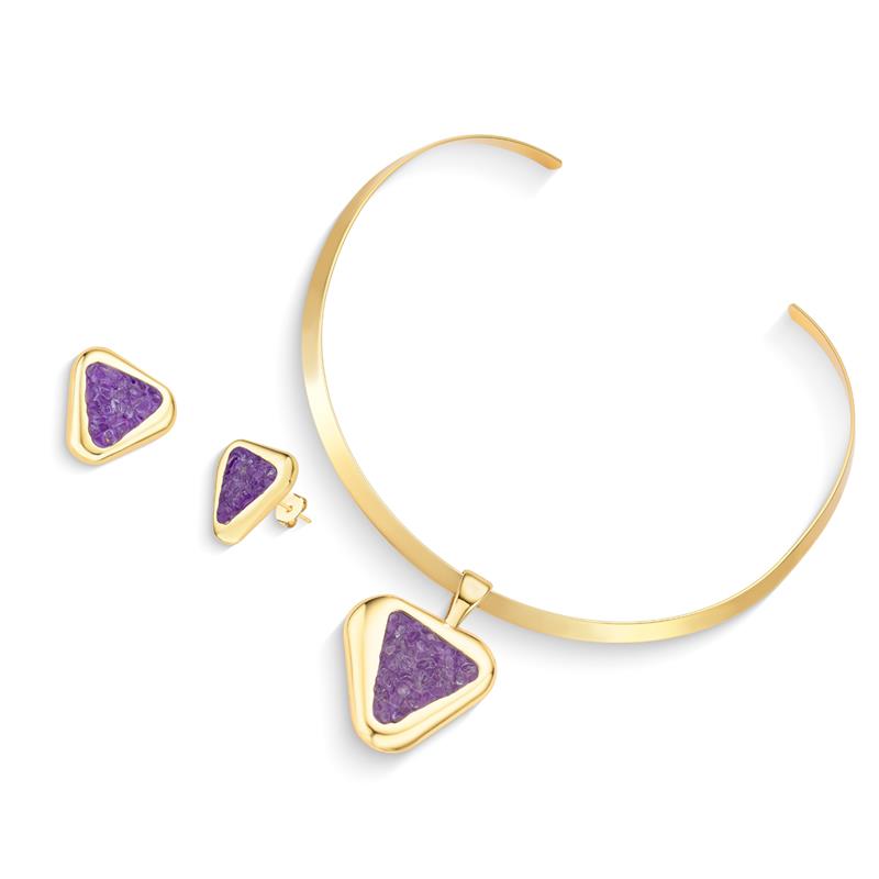 Conjunto Brilhato Pedras Naturais Brasileiras — Folheado a Ouro
