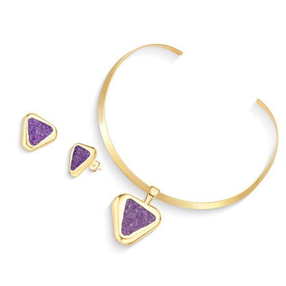 Conjunto Brilhato Pedras Naturais Brasileiras — Folheado a Ouro