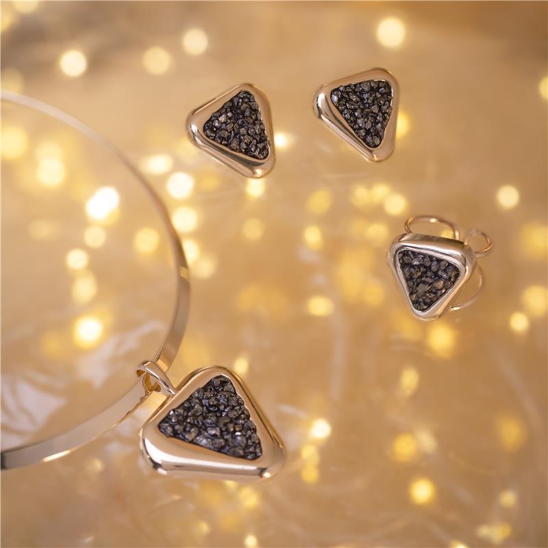 Conjunto Brilhato Pedras Naturais Brasileiras — Folheado a Ouro