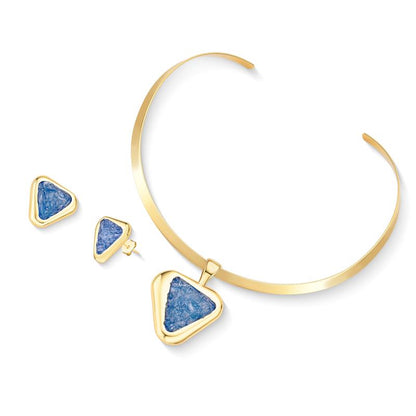 Conjunto Brilhato Pedras Naturais Brasileiras — Folheado a Ouro