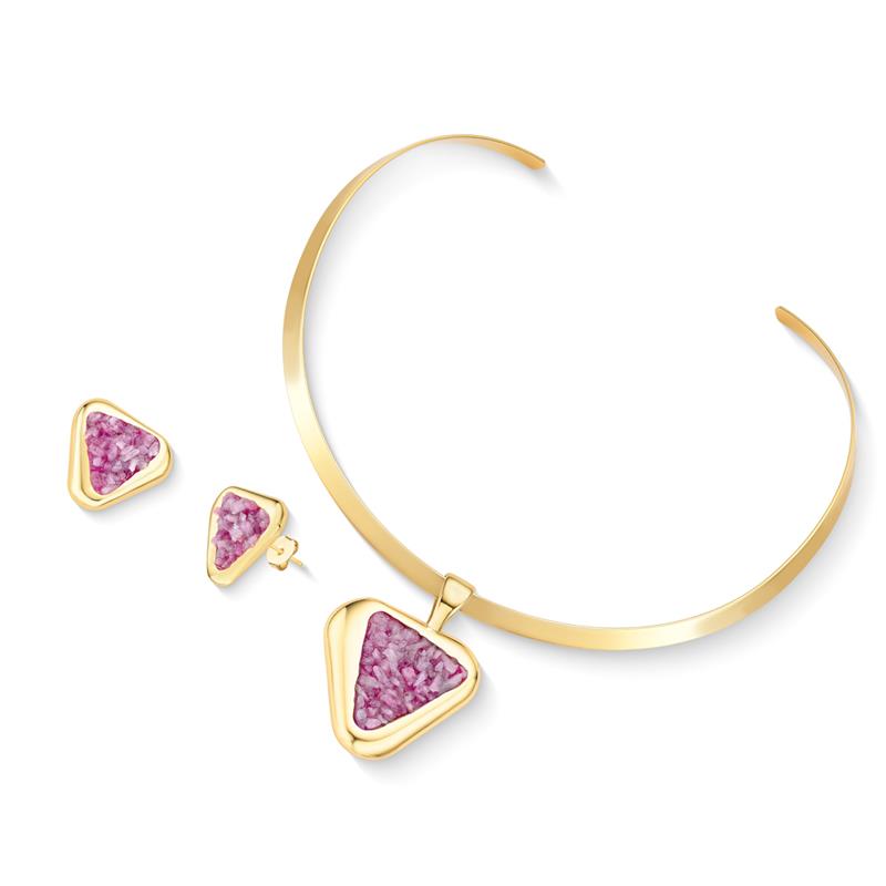 Conjunto Brilhato Pedras Naturais Brasileiras — Folheado a Ouro