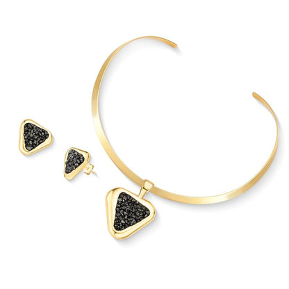 Conjunto Brilhato Pedras Naturais Brasileiras — Folheado a Ouro