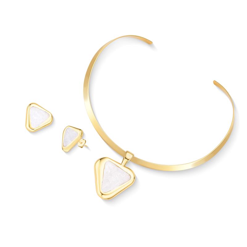 Conjunto Brilhato Pedras Naturais Brasileiras — Folheado a Ouro