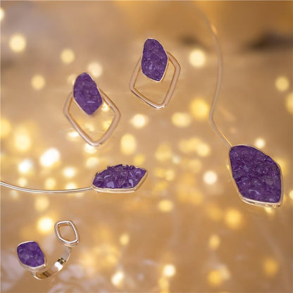 Conjunto Brilhato Pedras Naturais Brasileiras — Folheado a Ouro