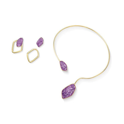 Conjunto Brilhato Pedras Naturais Brasileiras — Folheado a Ouro
