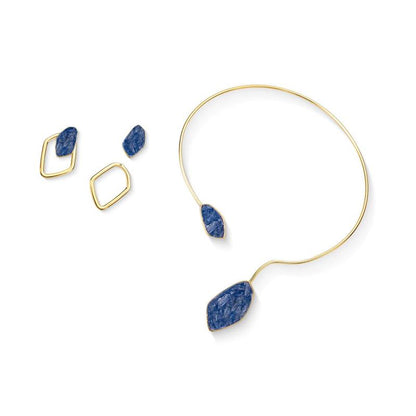 Conjunto Brilhato Pedras Naturais Brasileiras — Folheado a Ouro