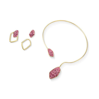 Conjunto Brilhato Pedras Naturais Brasileiras — Folheado a Ouro