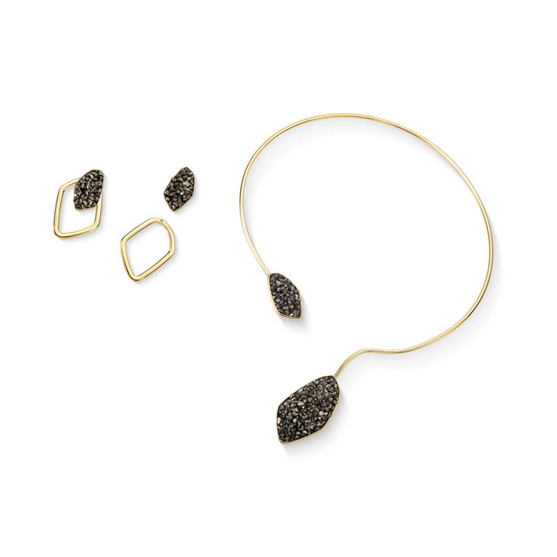 Conjunto Brilhato Pedras Naturais Brasileiras — Folheado a Ouro
