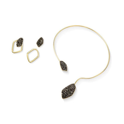 Conjunto Brilhato Pedras Naturais Brasileiras — Folheado a Ouro