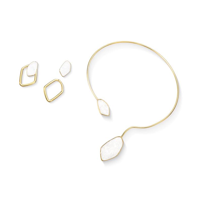 Conjunto Brilhato Pedras Naturais Brasileiras — Folheado a Ouro