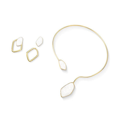 Conjunto Brilhato Pedras Naturais Brasileiras — Folheado a Ouro