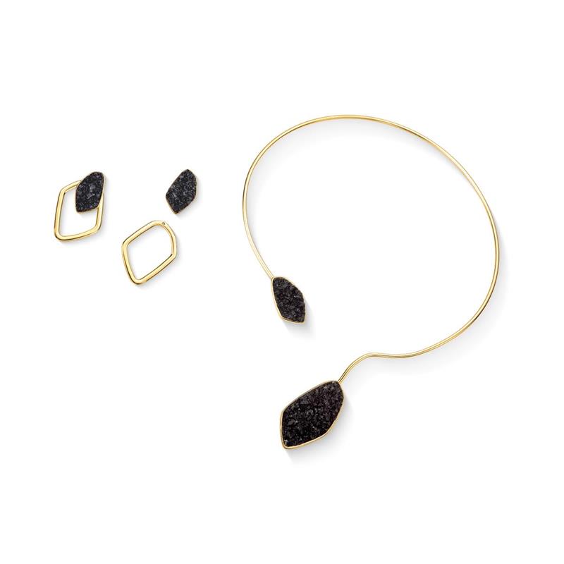 Conjunto Brilhato Pedras Naturais Brasileiras — Folheado a Ouro