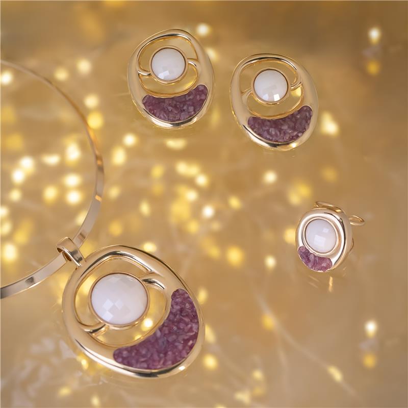 Conjunto Brilhato Pedras Naturais Brasileiras — Folheado a Ouro