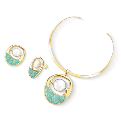 Conjunto Brilhato Pedras Naturais Brasileiras — Folheado a Ouro