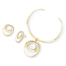 CONJUNTO FOLHEADO A OURO